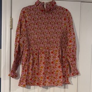 Tuckernuck Pink and Orange Floral Blouse